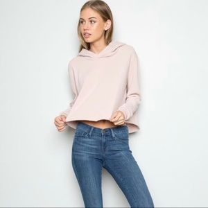 Brandy Cropped Pink Hoodie